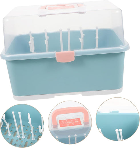 Large Capacity Bottle Drying Box with Pacifier Storage Rack Portable Breastfeeding Supplies Organizer for Cups