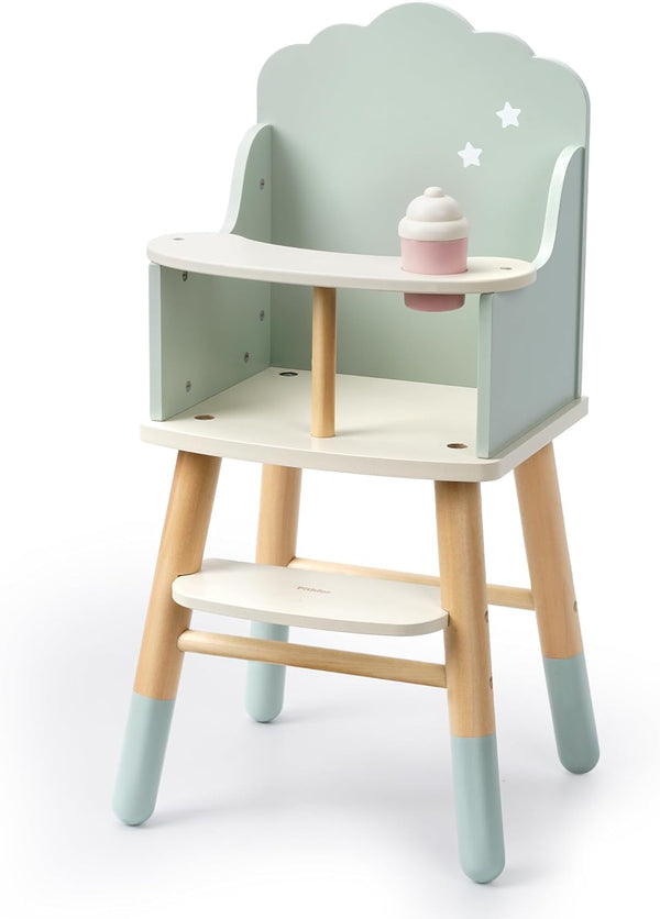 Pithfor Wooden Baby Doll High Chair, Baby Doll Furniture, Fits Up to