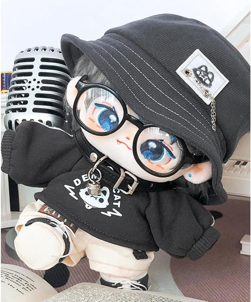 niannyyhouse 20cm Plush Doll Clothes, Hat, Long Sleeve T-Shirt, Pants, Glasses, Necklace, Shoes Demon Outfit