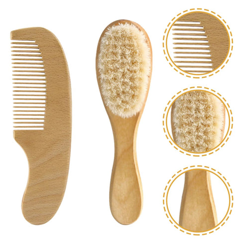 LIFKOME 1 Set Baby Hair Brush and Comb Wool Brush for Newborn Toddler Soft Hair Comb for Infants