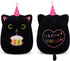 Cat Plush, 14 Inch Black Cat Birthday Stuffed Animal with Cake, Kawaii Kitten Cuddle Pillow Gift