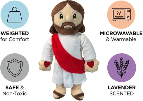Cozy Jesus - Microwavable & Weighted Plush Stuffed Animal - Heated Plushie for Warmth - Cute, Soft, Toy for Adults