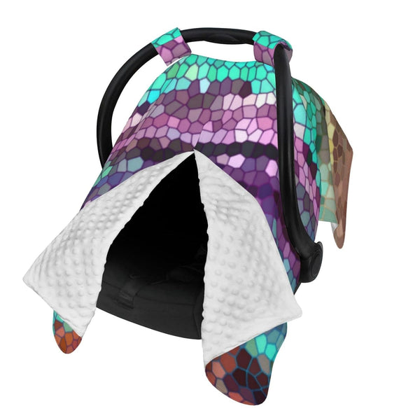 Hcpwzrf Decorative Mosaic Purple and Teal Baby Car Seat Cover & Nursing Cover