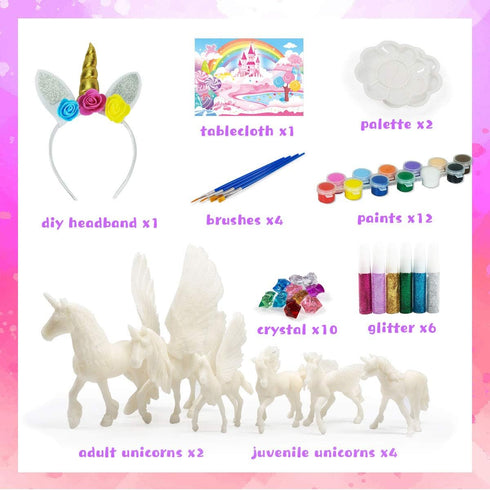 Set 3D Gift(6 DIY Painting Unicorn Kit Arts and Crafts for Kids or Girls Decorate and Drawing Toys for Children