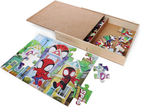Disney Junior Marvel Spider-Man Spidey Amazing Friends - Set of 5 Wood Puzzles with Storage Box for Kids Ages 4+