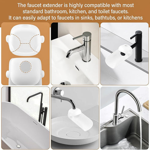 Kakalote Faucet Extender for Toddlers, Sink Extenders for Bathroom Sink, Kitchen, Bathtub(White)