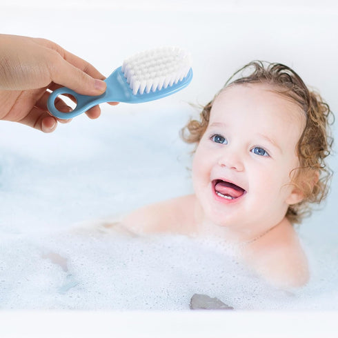 HEALSOPTHY Set 5-Color Grooming Tool and Soft Scalp Comb for Newborns, Hairbrush with Cradle Cap Massage Brush, Bathing