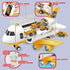 Dwi Dowellin Construction Toy Airplane Set with Play Mat, Excavator, Bulldozer, Mixer, Dumper Truck, Forklift, Crane,