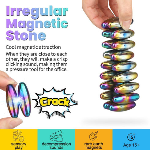 Putty(20PCS) Rattle Snakes Magnetic Eggs, Fidget Toy Hematite Magnet for Adults, Fridge Magnets Oval Rocks