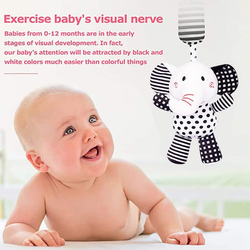 SHXERO 2Pcs 0-36 Hanging Rattle Toys for Babies, Hanging Baby Toy, Car Seats Stroller Toys with Wind Chime for Newborn