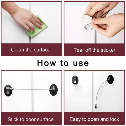 4 Pack Refrigerator Locks with 8 Keys, Child Safety Fridge Lock, Mini Fridge, File Drawer, Toilet Seat Lock with Strong