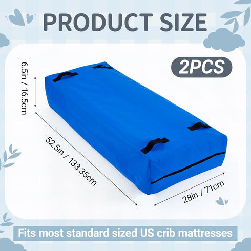 Colingmill 2 8 52.5 28 6.5 Pcs Waterproof Crib Mattress Storage Bag, Oxford Cloth Heavy-Duty Zippered Mattress