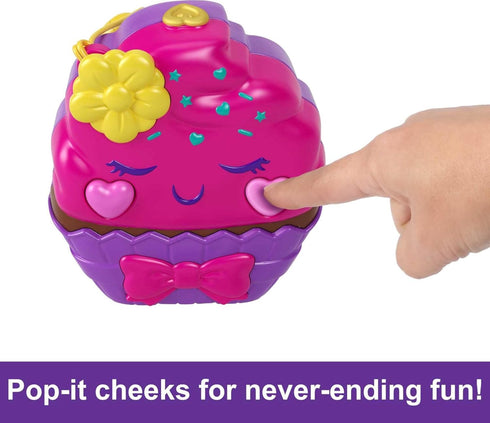 Polly Pocket Something Sweet Cupcake Compact Playset with 2 Micro Dolls & Accessories, Travel Toys with Surprises