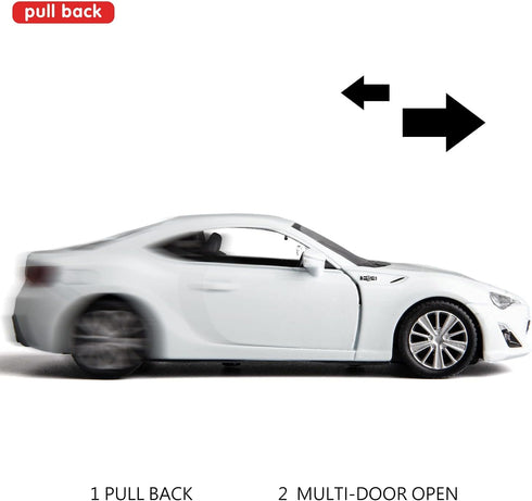 1:36 Diecasting Alloy Car Model - Toyota 86 Toy Car, Pull Back Vehicles for Toddlers Kids Gift (White)