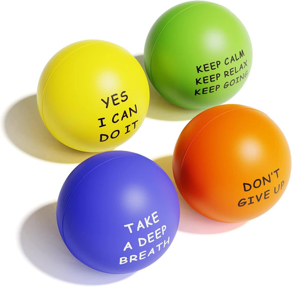 KDG Motivational Stress Balls (4 Pack) - Stress Relief Ball with Quotes to Relieve Anxiety and Manage Anger