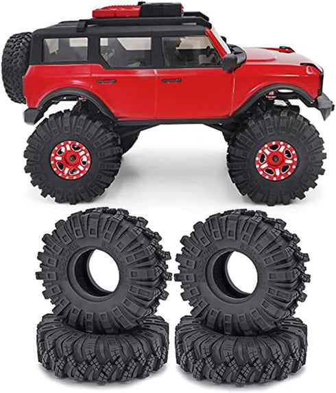 4Pcs 1.0" Soft Rubber Crawler Tires 62mm for 1/24 Axial SCX24 Deadbolt Bronco RC Car (c)