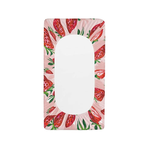 Cute Red Strawberry Print Diaper Changing Pad Covers Sofy Cozy Breathable Change Table Sheets Kawaii Fruits Theme for Baby Boys and Girls Fit 32"X16"Contoured Pad