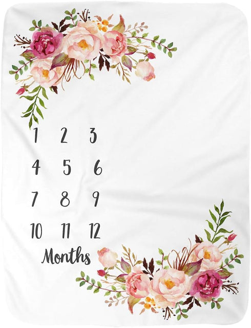 BUTTZO Milestone Blanket, Girl & Boy Baby Blankets, Large Fleece, Monthly Shower Gifts