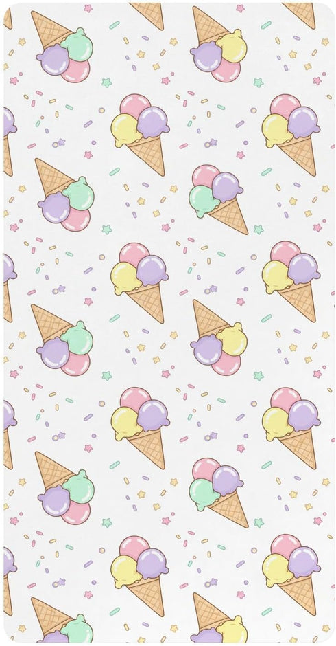 Jynexis Ice Cream White Pink Pattern Baby Crib Sheets, Cotton Fitted Crib Sheet,
