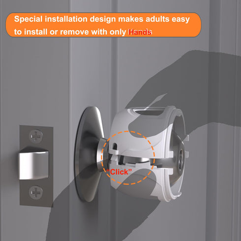 Innovative Door Knob Safety Cover for Kids (4 Pack), Babyproof Door Handle Cover with Lockable Design