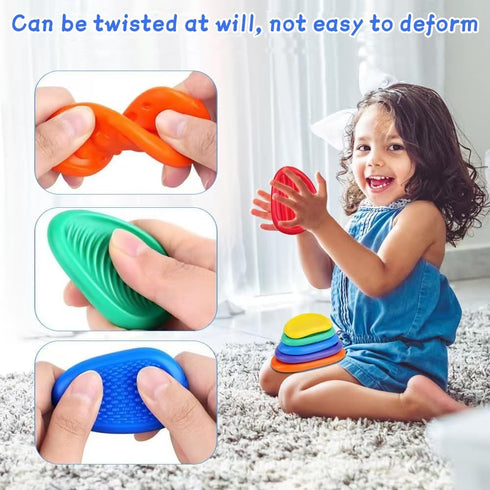 DENEZE 18pcs Easter Basket Stuffers Fidget Toys Sensory Stone for KidsTextured Soft Worry Stone for Autism Kids Calming