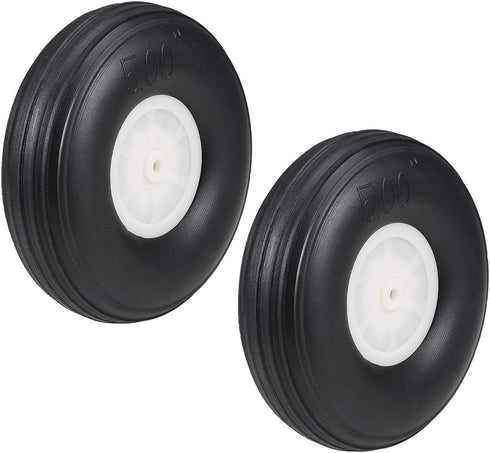 uxcell Tire and Wheel Sets for RC Car Airplane, PU Sponge Tire with Plastic Hub, 5" 2pcs