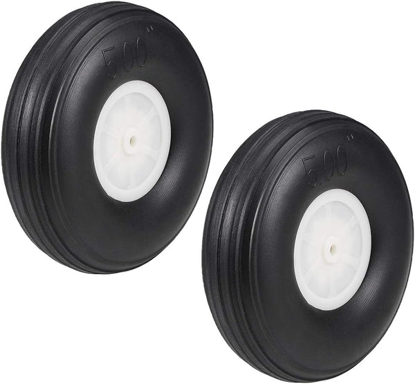 uxcell Tire and Wheel Sets for RC Car Airplane, PU Sponge Tire with Plastic Hub, 5" 2pcs