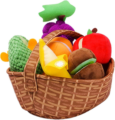 Toddler Pretend Play Food Toy 12M+, Soft Plush Baby Montessori Fruit Basket,