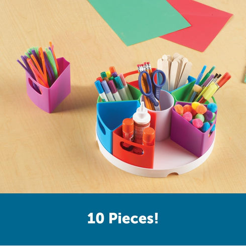 Learning Resources Create a Space Storage Center, 10 Piece Set for Kids Art/Desk Organizer, Crayon Storage