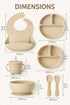 Generic Set, Baby Feeding Silicone Suction Bowl, Spoon, Cup and Bib, BPA-Free Baby Essentials (Beige)