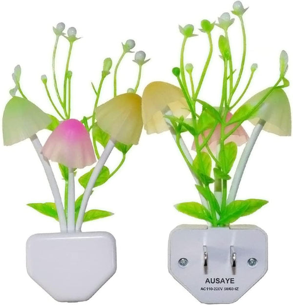 AUSAYE 2 Pack LED Sensor Night Light Plug-in Color Changing Lamp Mushroom Decor for Kids Adults Bedroom, Bathroom,