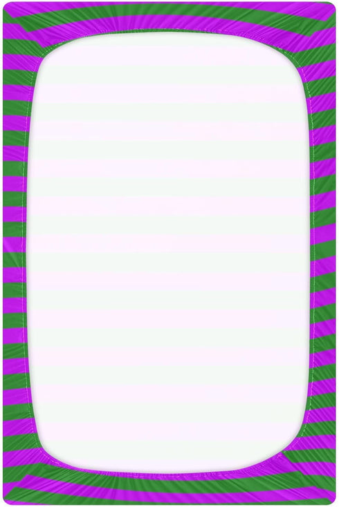 Pigsaly 27x39 Inch Crib Sheets Forest Green Purple Stripe Baby Sheet for Standard Crib Mattress Boys Girls Toddler Bed