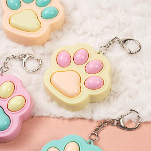 12 Zioyihan Pcs Cat Paw Fidget Toys Fidget Keychain, Mini Clicker Sensory Toy Anxiety and Stress Relief for Adults