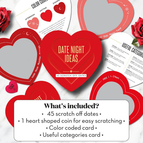 45 Scratch Off Date Night Ideas, Fun and Romantic Couples Gifts, Card Game for Special Anniversary and Wedding