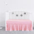 Pink Crib Skirt Pleated with White Pompoms, 14" Drop Bedding Dust Ruffle for Girls, Fade Resistant Machine Wash