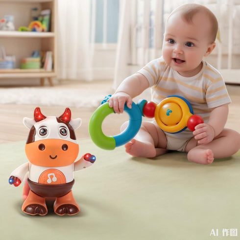 Zhenfala Dancing Cow Toy for Babies - Electric Musical Plush Cow with Fun Songs & Moves, Interactive Baby Toy for Baby