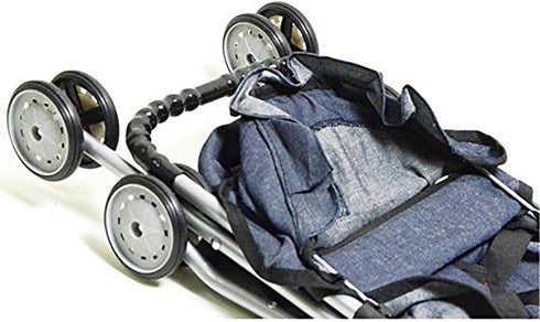 Denim Baby Doll Stroller with Hood and Basket