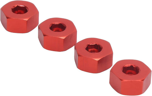 VGEBY 4pcs Wheel Hub Hex Adapter, 5mm to 12mm Hex Combiner for D12 1/10 RC Trucks (Red) Car Model Accessory