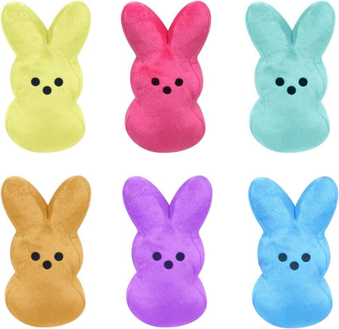 6Pcs Easter Bunny Plush Toys, Cute Animal Bunny Stuffed Dolls for Easter Basket Stuffers for Kids