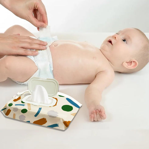 lethooly 2 pack Baby wipes dispenserbaby wipe holder for travelneutral wipes container reusable wet wipes pouch
