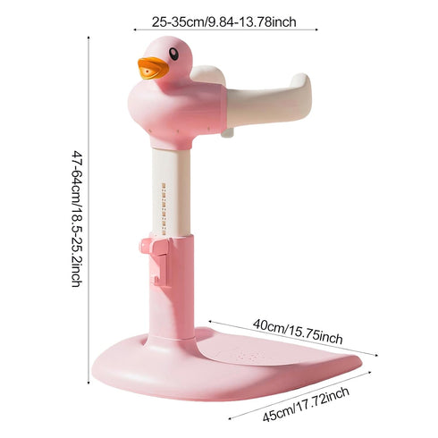 JENPECH Baby Shower Rack Height Width Adjustable Anti-Slip Base Baby Bath Rack Duck Design Portable Toddler Bath Stand