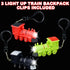 Backpack Set 3, ArtCreativity Light-Up Train Clips with LEDs and Sounds, of Fun Bag Accessories for Kids and Adults
