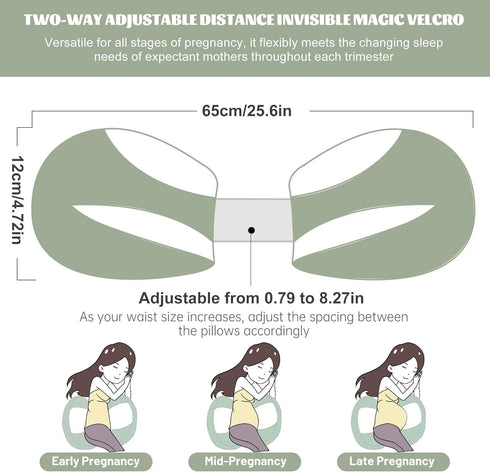pobopobo Maternity Pillow for Pregnant Women - Pregnancy Pillow for Comfort & Support, Perfect for Side Sleeping, Back