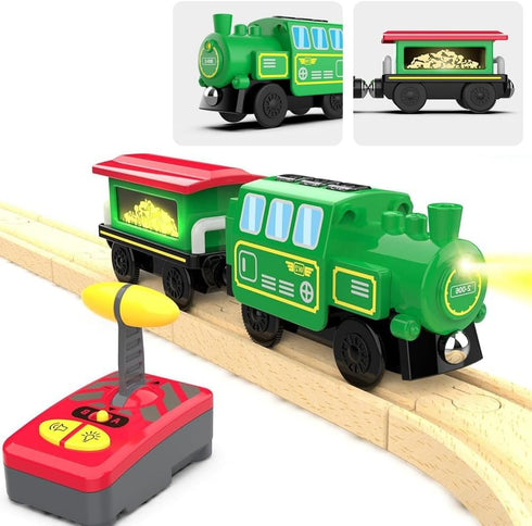 Set Battery Operated Locomotive Train for Wooden Train Tracks, Powerful Engine Train Vehicles Train Electric Remote