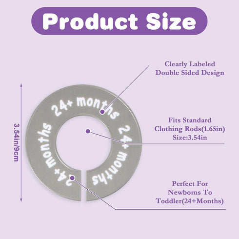 Gjinxi 8 Closet Closet 8 24+ Pcs Baby Dividers for Clothes, Round Baby Clothes Dividers Wardrobe Organizer Double-Sided