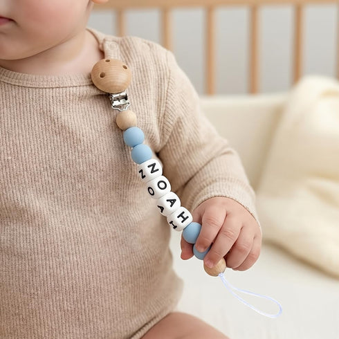 Customizable Silicone Pacifier Clip with Name - Personalized Monogram for Boys and Girls