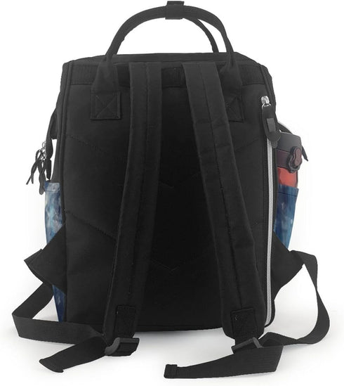 FHEDVBN Backpack Mummy Backpacks Daypack Abstract Blue Diaper Bag for Women Multifunction Waterproof for Mom Dad, Large