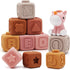 Nueplay 7 Pcs Soft Building Blocks, Sensory Stacking Toys with Horse Figure, Newborn Essentials for 6-18 Months Baby
