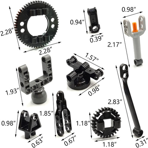 DSPITWOD MOC Technical Wheels Connectors, Rack Gear Car Building Brick Accessories, STEM Learning Kits for Kids