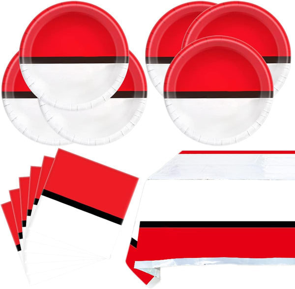 Cartoon Animation Birthday Party Supplies - Video Games Themed Party Tableware Includes 20 Plates, 20 Napkins, and